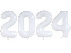 Folijas balons 92cm XL - cipari 2024, balti, ar hēliju