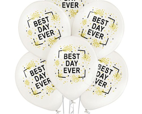 Baloni "Best Day Ever" - laimīgākā diena pērļu, Belbal, 29cm