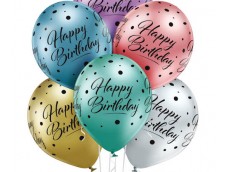 Baloni "Happy Birthday!" - priecīgu dzimšanas dienu, hroma/glossy Belbal, 29cm