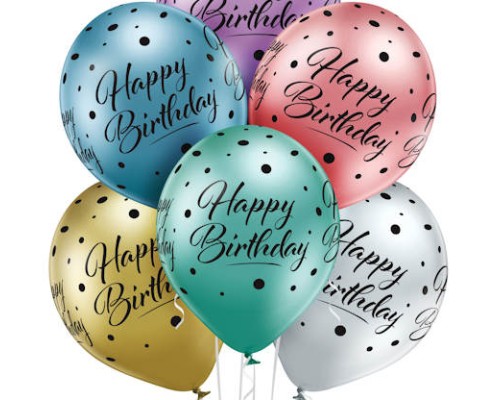 Baloni "Happy Birthday!" - priecīgu dzimšanas dienu, hroma/glossy Belbal, 29cm