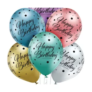 Baloni "Happy Birthday!" - priecīgu dzimšanas dienu, hroma/glossy Belbal, 29cm