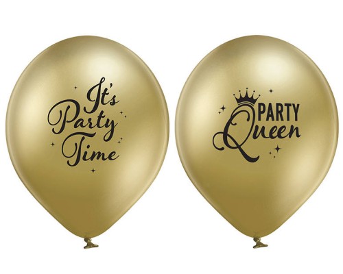 Baloni "Party Queen" "I'ts Party Time"- hroma/glossy Belbal, 29cm