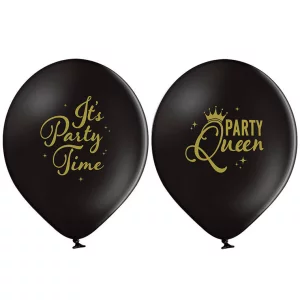 Baloni "Party Queen" "I'ts Party Time"- melni Belbal, 29cm