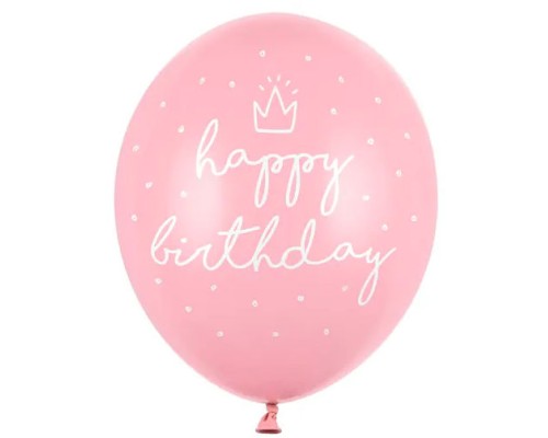 Baloni "Happy Birthday" - gaiši rozā, 29cm