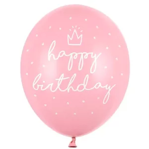 Baloni "Happy Birthday" - gaiši rozā, 29cm Baloni "Happy Birthday" - gaiši rozā, 29cm