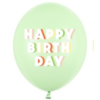 Baloni "Happy Birthday" - maigi zaļi, 29cm Baloni "Happy Birthday" - maigi zaļi, 29cm