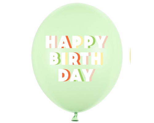 Baloni "Happy Birthday" - maigi zaļi, 29cm