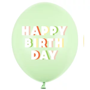 Baloni "Happy Birthday" - maigi zaļi, 29cm Baloni "Happy Birthday" - maigi zaļi, 29cm