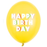 Baloni "Happy Birthday" - dzelteni, 29cm Baloni "Happy Birthday" - dzelteni, 29cm