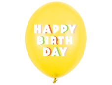 Baloni "Happy Birthday" - dzelteni, 29cm Baloni "Happy Birthday" - dzelteni, 29cm