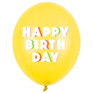 Baloni "Happy Birthday" - dzelteni, 29cm Baloni "Happy Birthday" - dzelteni, 29cm