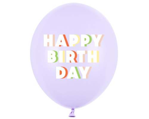 Baloni "Happy Birthday" - maigi lillā, 29cm
