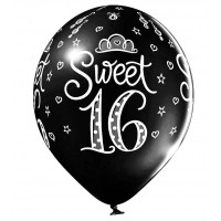 Baloni "Sweet 16" melni, Belbal, 29cm