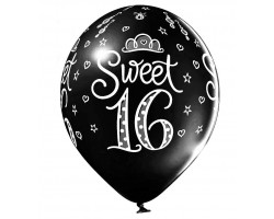 Baloni "Sweet 16" melni, Belbal, 29cm