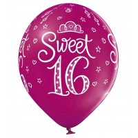 Baloni "Sweet 16" rozā, Belbal, 29cm