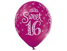Baloni "Sweet 16" rozā, Belbal, 29cm