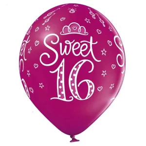 Baloni "Sweet 16" rozā, Belbal, 29cm