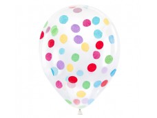 Baloni caurspīdīgi, krāsaini, konfeti, 29cm