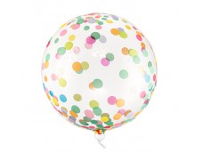 Folijas balons 40cm - bumba, Crystal "Krāsaini konfeti"