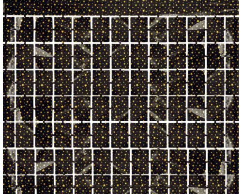 Folijas aizkars 100x200cm melns, metālisks, kvadrāti ar zvaigznēm