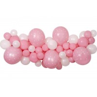 Balonu virtene maigi rozā/balta 65 baloni+lentīte (DIY)