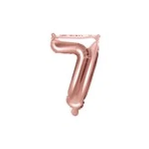 Folijas balons 35cm - cipars 7, zelta, rozā, tikai gaisam Folijas balons 35cm - cipars 7, zelta, rozā, tikai gaisam