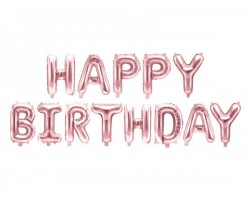  Folijas baloni HAPPY BIRTHDAY, rozā, tikai gaisam, 35cm