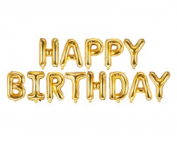  Folijas baloni HAPPY BIRTHDAY, zelta, tikai gaisam, 35cm