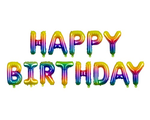  Folijas baloni HAPPY BIRTHDAY, krāsaini, tikai gaisam, 35cm