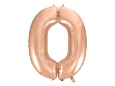 Folijas balons 92cm XXL - cipars 0, zelta, rozā Folijas balons 92cm XXL - cipars 0, zelta, rozā