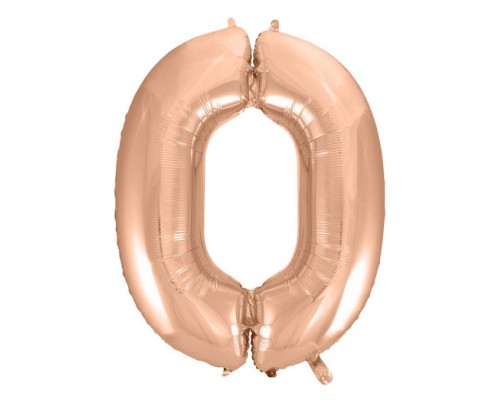 Folijas balons 92cm XXL - cipars 0, zelta, rozā Folijas balons 92cm XXL - cipars 0, zelta, rozā
