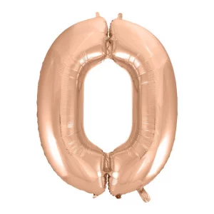 Folijas balons 92cm XXL - cipars 0, zelta, rozā Folijas balons 92cm XXL - cipars 0, zelta, rozā