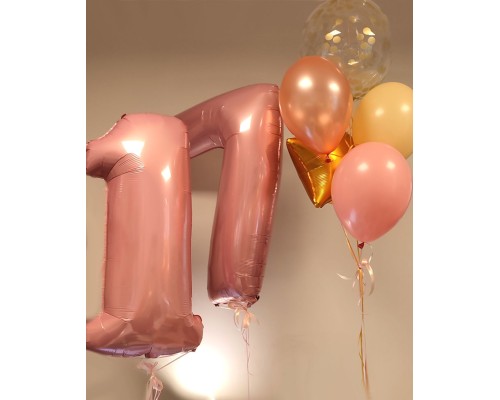 Cipari XL un balonu pušķis ar konfeti un zvaigzni