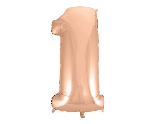Folijas balons 92cm XXL - cipars 1, zelta, rozā