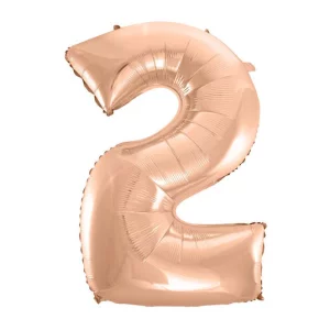 Folijas balons 92cm XXL - cipars 2, zelta, rozā Folijas balons 92cm XXL - cipars 2, zelta, rozā