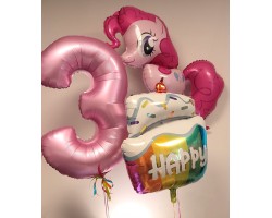 Cipars L, Smart un divi folijas baloni Laimīgais Ponijs Cipars L, Smart un divi folijas baloni Laimīgais Ponijs