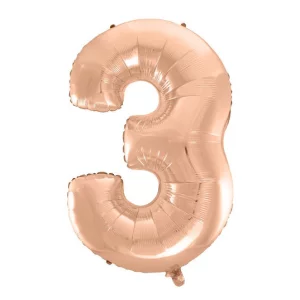 Folijas balons 92cm XXL - cipars 3, zelta, rozā Folijas balons 92cm XXL - cipars 3, zelta, rozā