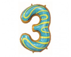 Folijas balons 78cm L - cipars 3, kūciņa
