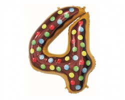 Folijas balons 78cm L - cipars 4, kūciņa