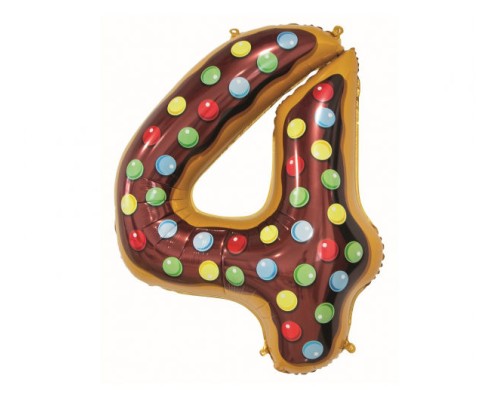 Folijas balons 78cm L - cipars 4, kūciņa