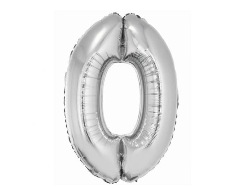 Folijas balons 76cm L - cipars 0, SMART, sudraba