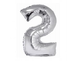Folijas balons 76cm L - cipars 2, SMART, sudraba