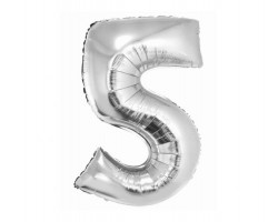 Folijas balons 76cm L - cipars 5, SMART, sudraba
