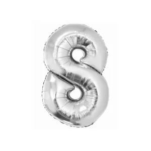 Folijas balons 76cm L - cipars 8, SMART, sudraba