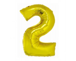 Folijas balons 76cm L - cipars 2, SMART, zelta Folijas balons 76cm L - cipars 2, SMART, zelta