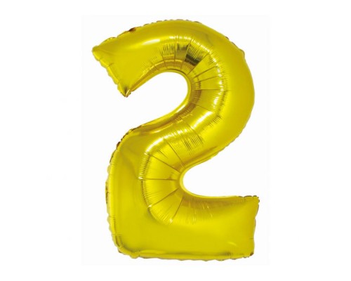 Folijas balons 76cm L - cipars 2, SMART, zelta