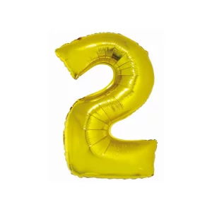 Folijas balons 76cm L - cipars 2, SMART, zelta Folijas balons 76cm L - cipars 2, SMART, zelta