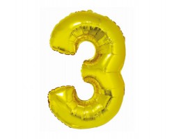 Folijas balons 76cm L - cipars 3, SMART, zelta