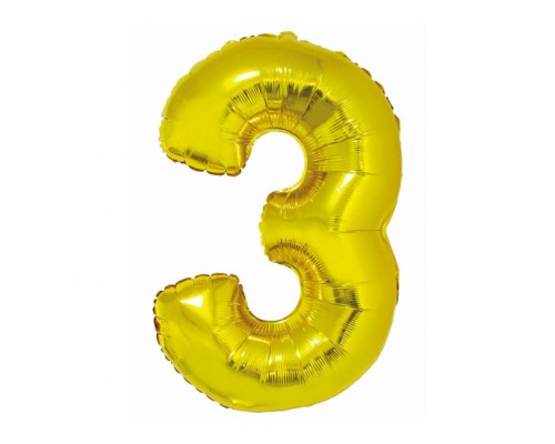 Folijas balons 76cm L - cipars 3, SMART, zelta