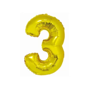 Folijas balons 76cm L - cipars 3, SMART, zelta Folijas balons 76cm L - cipars 3, SMART, zelta